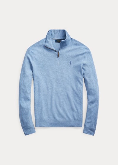 Sueter Polo Ralph Lauren Hombre Azul Rey Azules - Silk Quarter-Zip - MSLKO2748